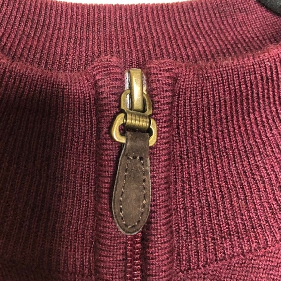 Turnbury Mens XL Extra Fine Merino Wool 1/4 Zip Pullover Sweater Burgundy - Picture 6 of 13